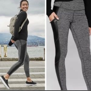 Athleta leggings with pleather and zippers